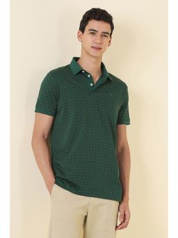 Allen Solly - Men Green Floral Printed Polo T-Shirt