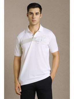 Louis Philippe - Men White Printed Polo T-Shirt