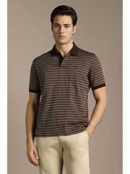 Louis Philippe - Men Brown Printed Polo T-Shirt
