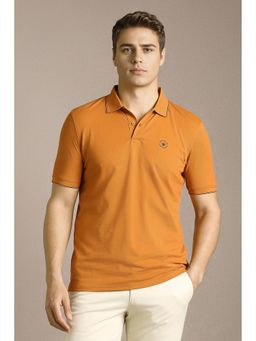 Louis Philippe - Men Orange Solid Polo T-Shirt