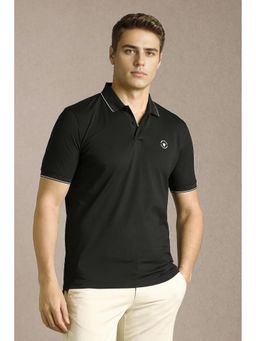 Louis Philippe - Men Black Textured Polo T-Shirt