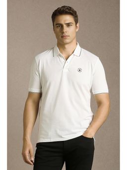 Louis Philippe - Men White Textured Polo T-Shirt