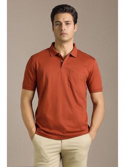 Louis Philippe - Men Rust Solid Polo T-Shirt