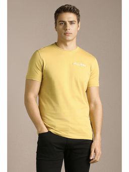 Louis Philippe - Men Yellow Solid Crew Neck T-Shirt