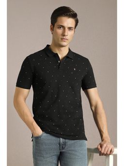 Louis Philippe - Men Black Printed Polo T-Shirt