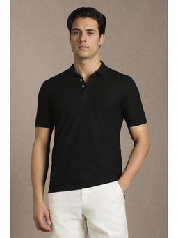 Louis Philippe - Men Black Textured Polo T-Shirt