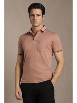 Louis Philippe - Men Pink Solid Polo T-Shirt