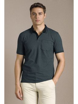 Louis Philippe - Men Black Printed Polo T-Shirt