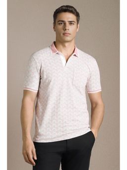 Louis Philippe - Men Pink Printed Polo T-Shirt