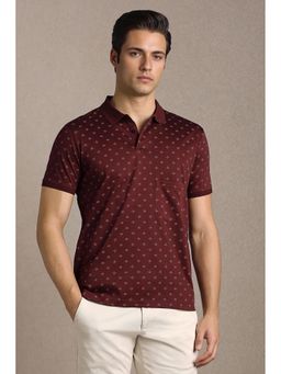 Louis Philippe - Men Maroon Printed Polo T-Shirt