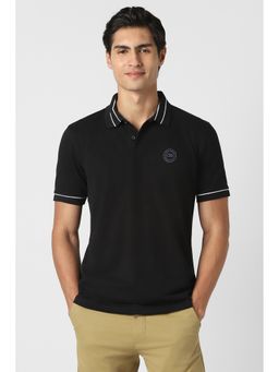 Peter England - Men Black Solid Polo T-Shirt