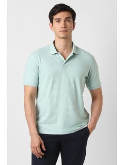 Peter England - Men Green Textured Polo T-Shirt