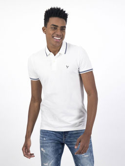 American Eagle - Ae Slim Fit Tipped Flex Pique Polo Shirt- White