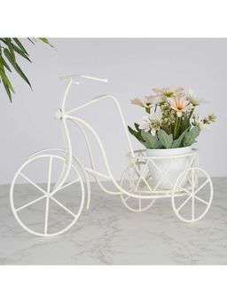 HomeTown - Pep Pop Metal Bicycle Planter Stand 29Cm in Off White Colour