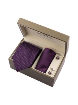 The Tie Hub - Purple Collection Necktie With Pocket Square & Cufflink Gift Set