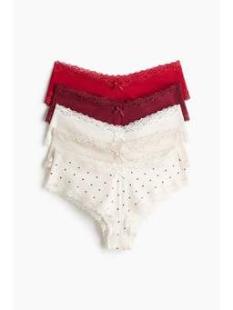H&M - Women Multi-Color 5-Pack Cotton and Lace Hipster Briefs