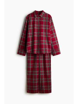 H&M - Women Red Cotton Flannel Pyjamas and Shirt