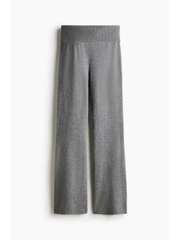 H&M - Women Grey Knitted Fold Over-Waist Trousers
