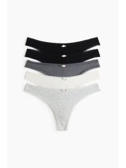 H&M - Women Multi-Color 5-Pack Cotton Thong Briefs