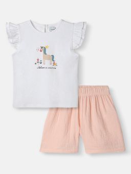 Nautinati - Girls Party Wear Printed Top and Shorts