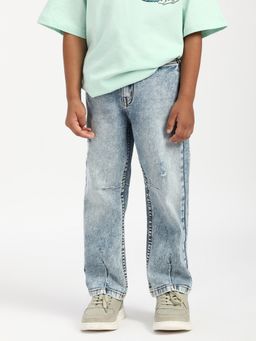 Nautinati - Boys Blue Cotton Solid Jeans
