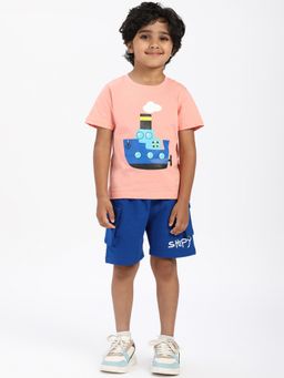 Nautinati - Boys Cotton Printed T-shirt and Cargo Shorts