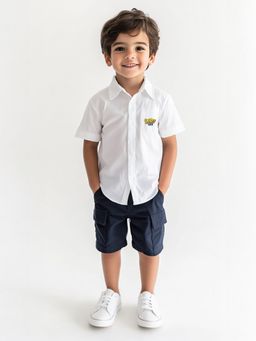 Nautinati - Boys Cotton Printed Shirt and Cargo Shorts