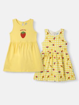 Nautinati - Girls Cotton AOP Printed Knit Frock (Pack of 2)