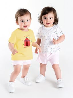 Nautinati - Girls Cotton Printed Round Neck T-shirts (Pack of 2)