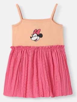 Nautinati - Girls Knit Digital Print Gathered Sleeveless Dress