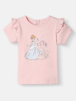 Nautinati - Girls Pink Cotton Disney Regular Princess Top