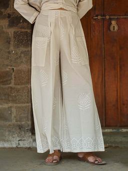 Chidiyaa - Coconut Frost White Palazzo