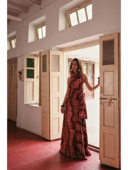 Zip by Payal & Zinal - Choco Bling Brown Printed A Line Maxi Dress