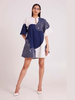 MADDER MUCH - Blue Chandra Embroidered Full Moon Short Dress