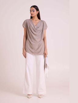 MADDER MUCH - Beige Vesa Graphite Cowl Top and Pant