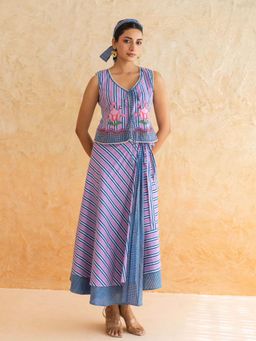 MoonTara - Cotton Blue Top with Skirt