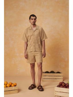 Muvazo - Urban Mesh Beige Cotton Blended Co-Ord