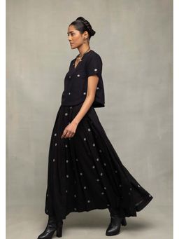 Sutra Art of Clothing - Black Polka Jamdani Top with Skirt Co-Ord's