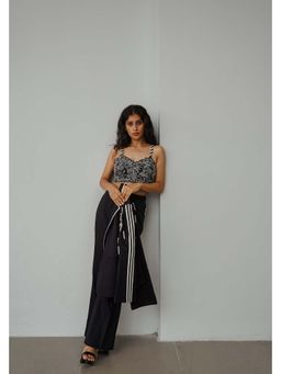 WABI SABI by Anshum-Ritesh - Black Embroidered Crop Top with Pant and Jacket