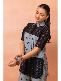 SEW - Powder Blue Polka Dots Crochet Co-Ord Set