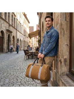 Giordano - Unisex 36L Canvas Duffle Bag With Detachable Strap - Tan