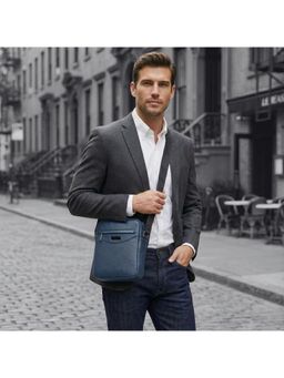 Kenneth Cole - Unisex Compact Crossbody PU Sling Bag - Navy Blue