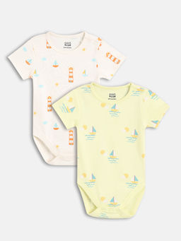 MINI KLUB - Cotton Ship Printed Bodysuit (Pack Of 2)