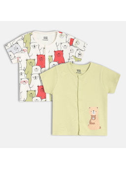 MINI KLUB - Cotton Cartoon Printed Front Open Top (Pack Of 2)