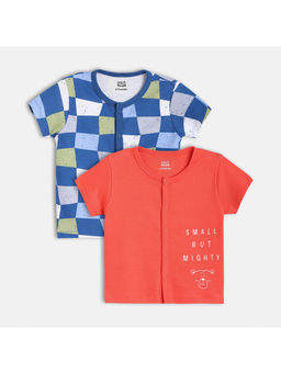 MINI KLUB - Cotton Checks & Printed Front Open Top (Pack Of 2)