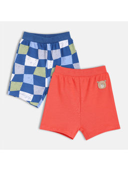 MINI KLUB - Cotton Checks & Solid Shorts (Pack Of 2)