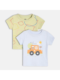 MINI KLUB - Cotton Cartoon & Car Printed T-Shirt (Pack Of 2)