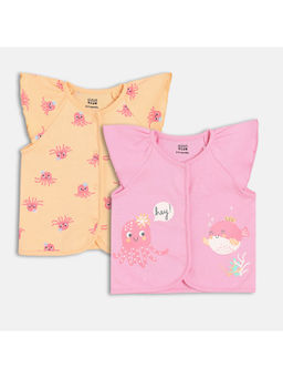 MINI KLUB - Cotton Aqua Theme Printed Front Open Top (Pack Of 2)