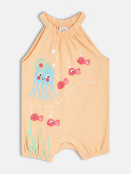 MINI KLUB - Peach Cotton Sea Life Printed Romper