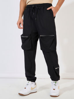Styli - Black Utility Oversized Multi Zipper Cargo Jogger
